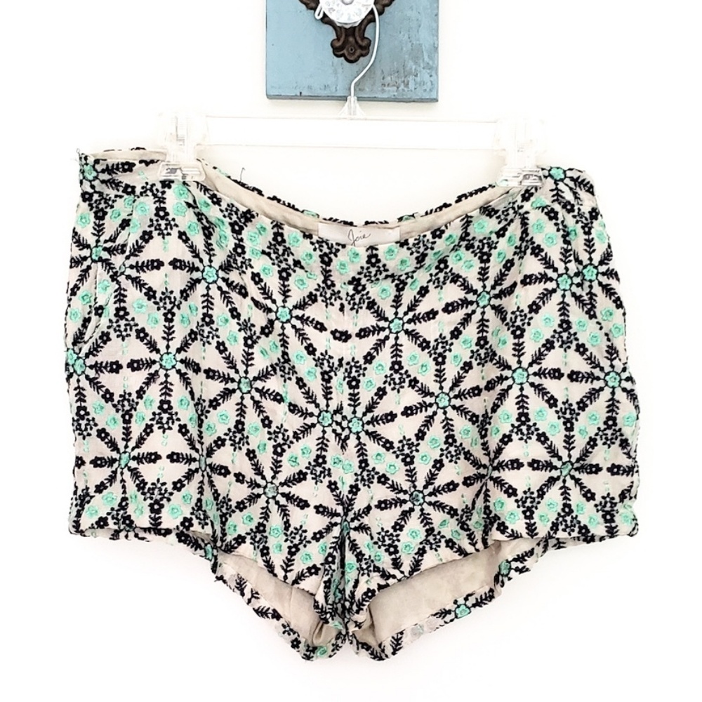 JOIE embroidered shorts 12 14 mint navy
